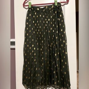 Endless Rose Green and Gold Midi Skirt XS